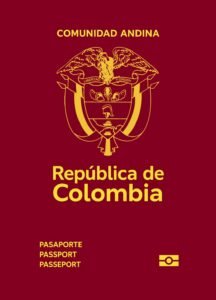 Portada del pasaporte ordinario colombiano de 2026