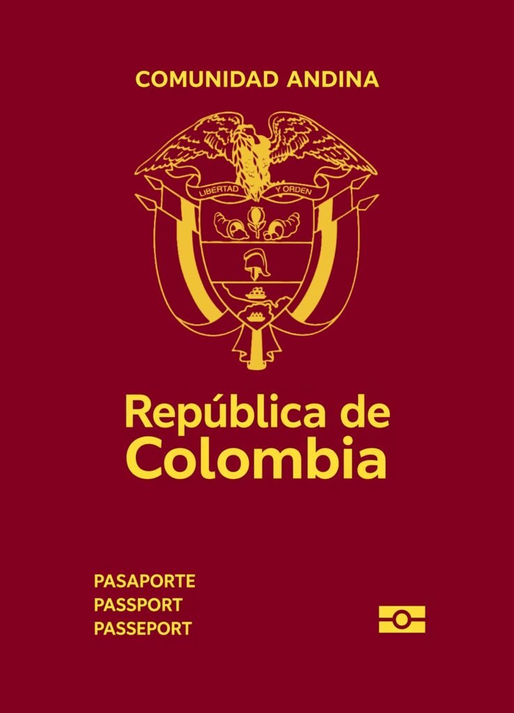 Portada del pasaporte ordinario colombiano de 2026